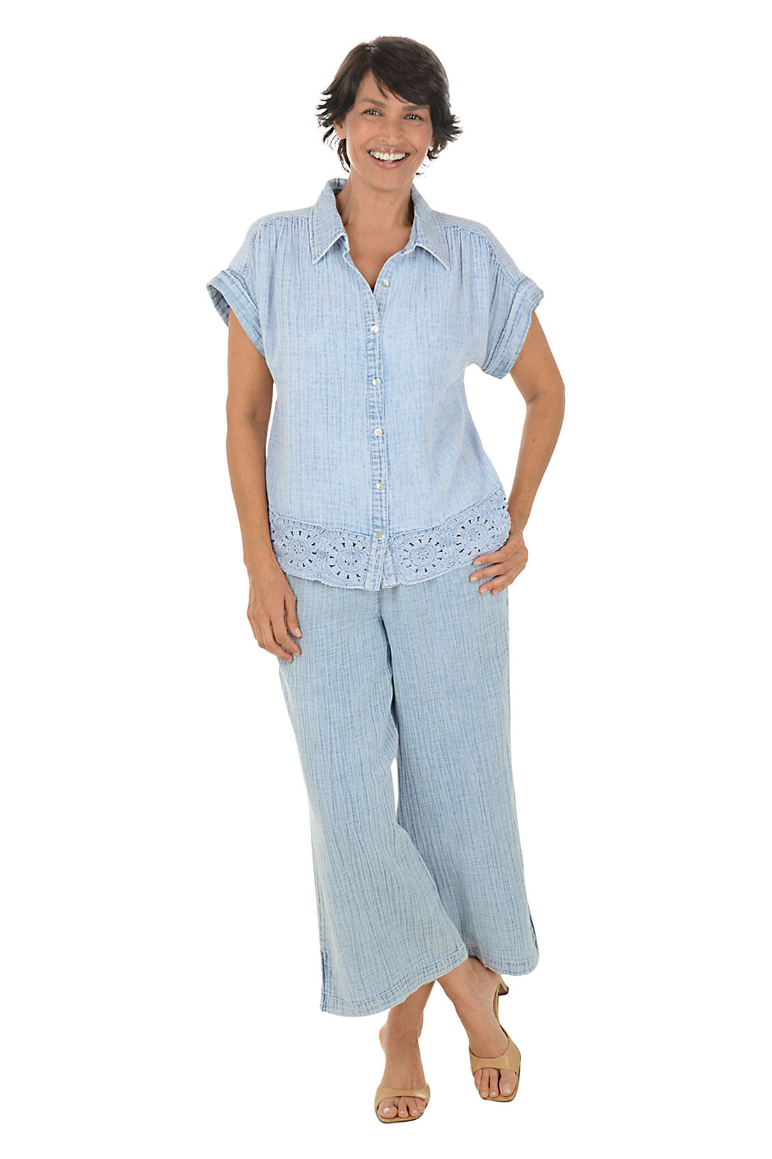Boho Chic Gauze Wide Leg Pant