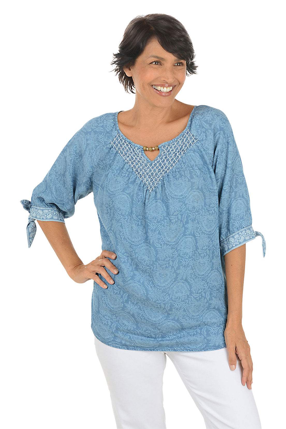 Boho Chic Damask Lyocell Blouse