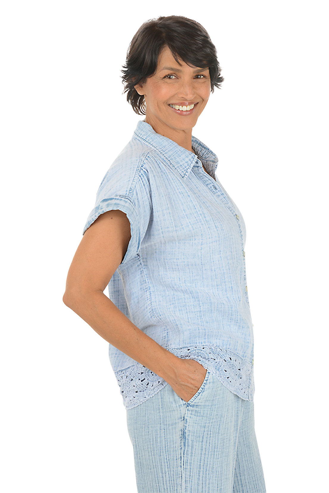 Boho Chic Gauze Short Sleeve Shirt