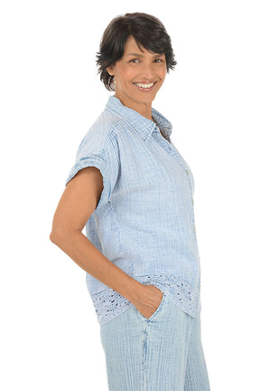 Boho Chic Gauze Short Sleeve Shirt