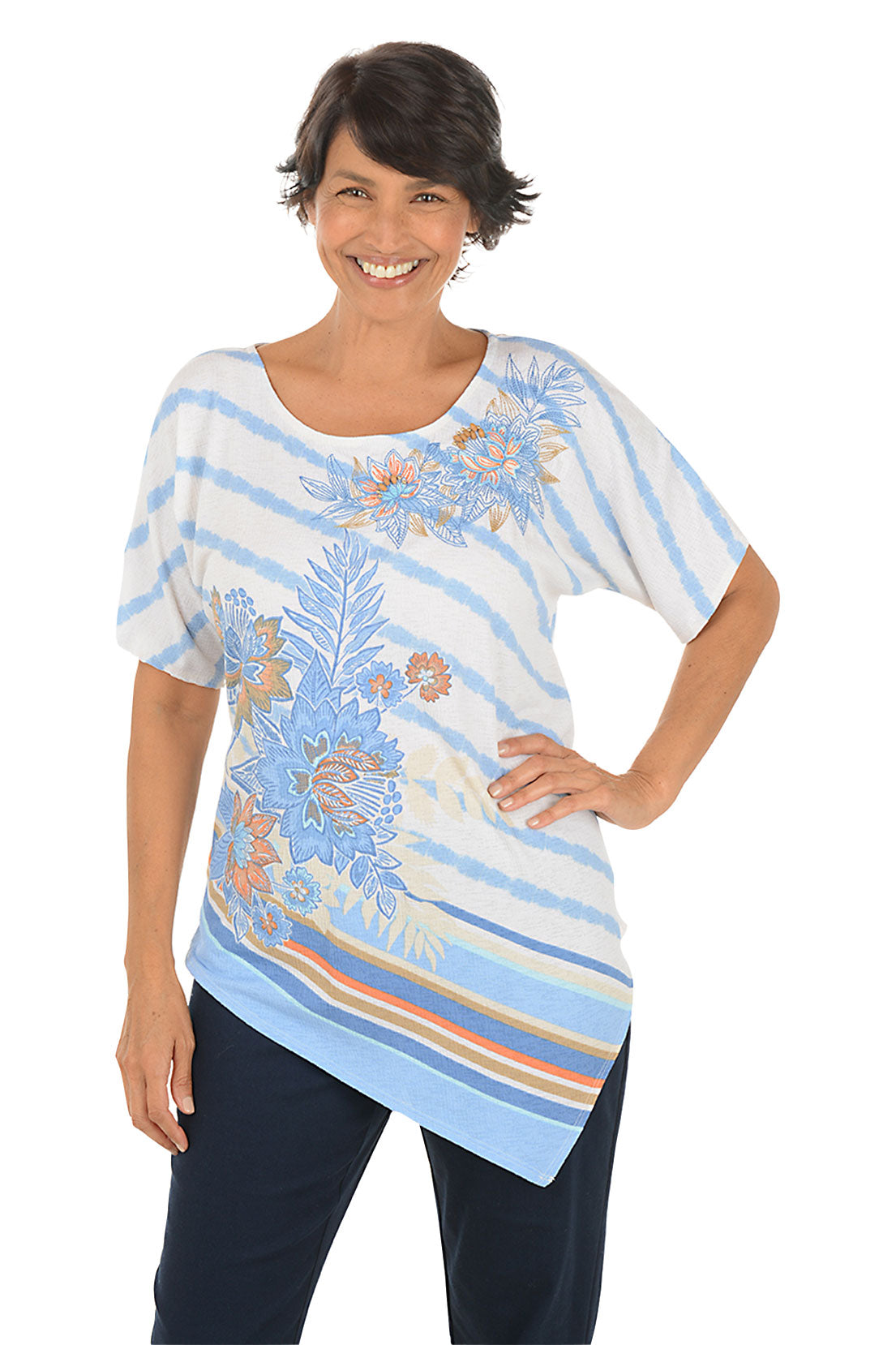 Boho Chic Floral Asymmetrical Hem Top