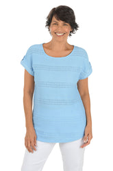 Boho Chic Button Tab Short Sleeve Top