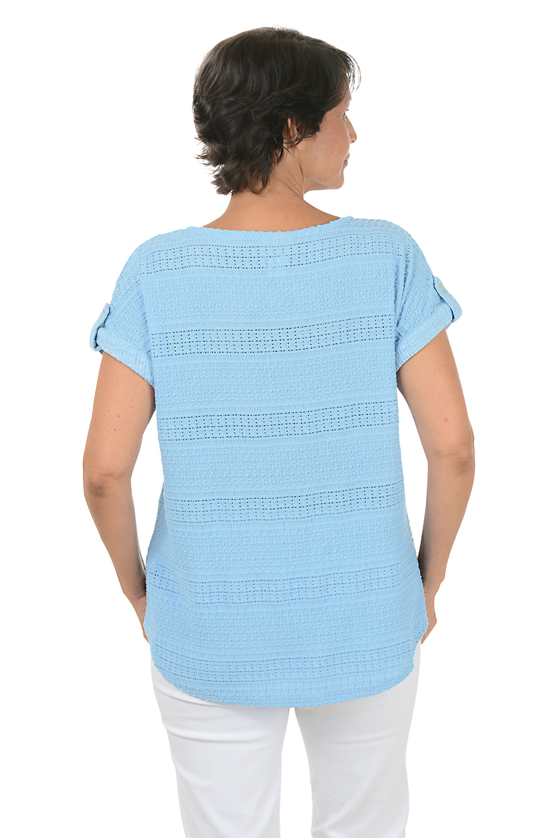 Boho Chic Button Tab Short Sleeve Top