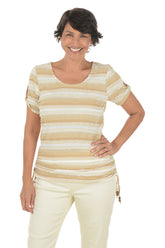 Boho Chic Frayed Stripe Short Sleeve Top