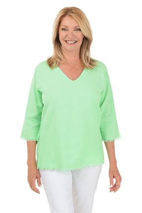 Fringed High-Low Crinkle Top
