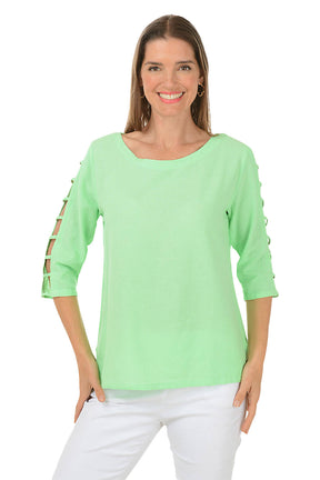 Lattice Sleeve Crinkle Top