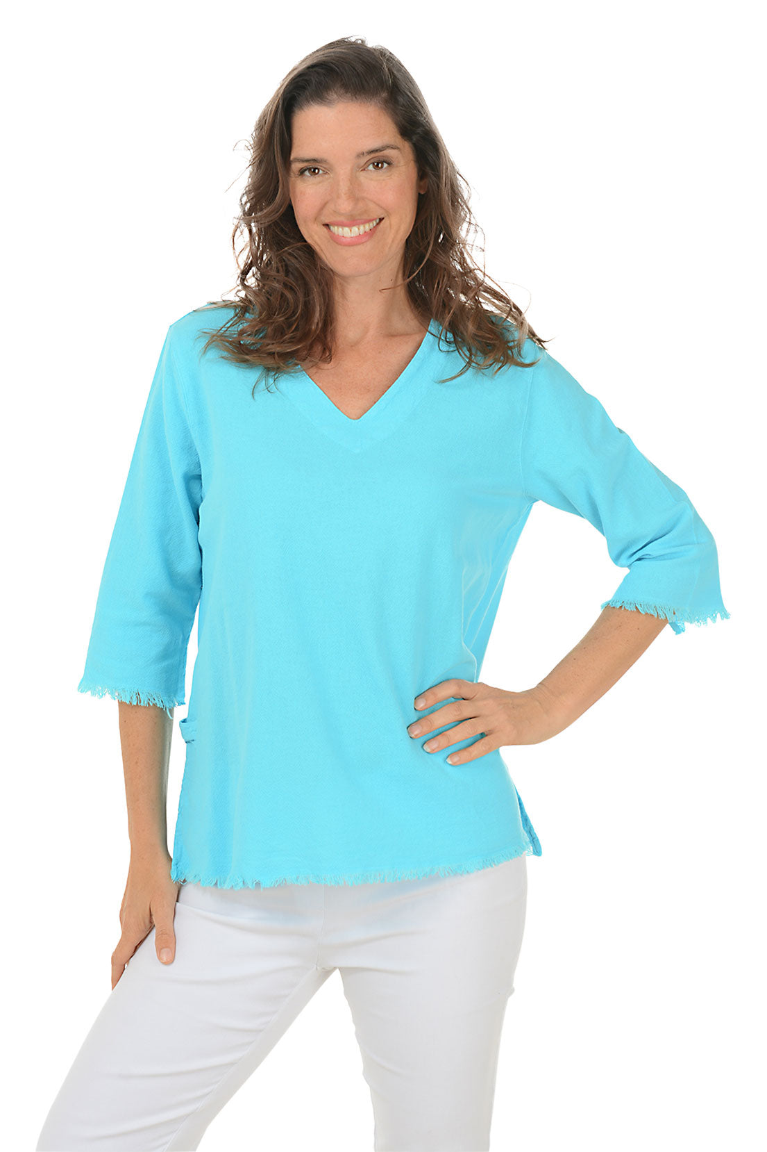 Fringed High-Low Crinkle Top