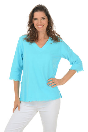 Fringed High-Low Crinkle Top