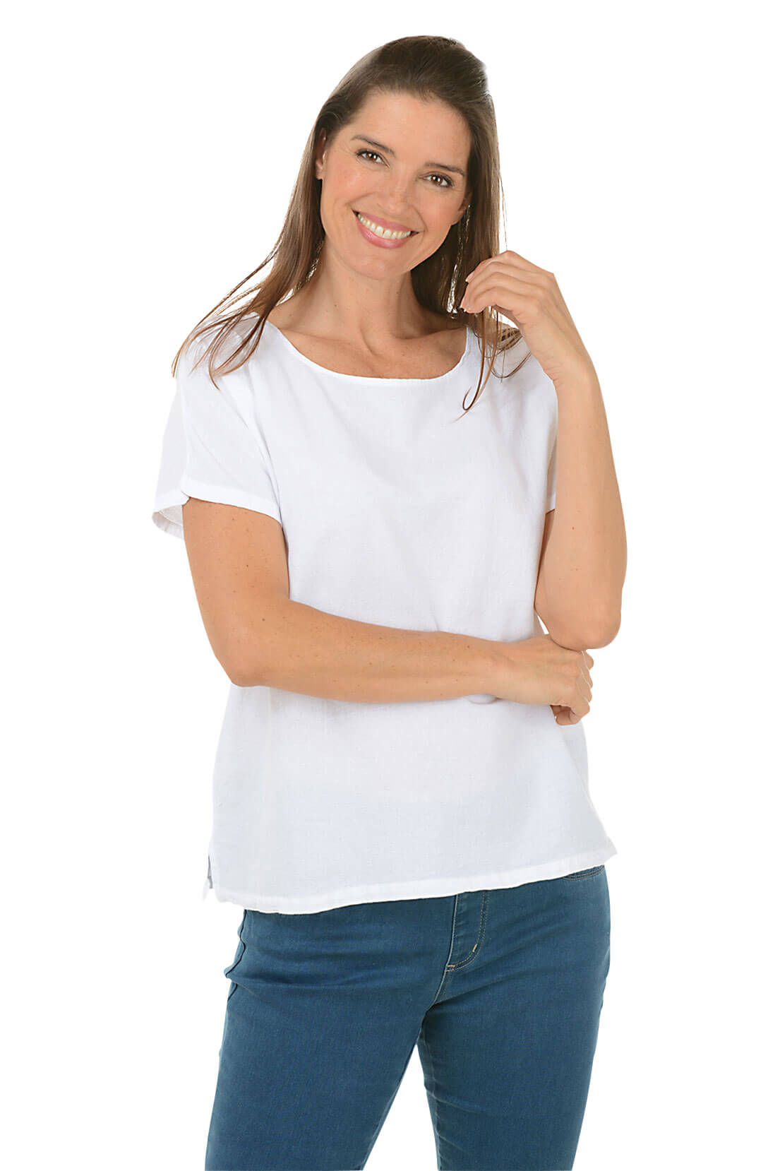 Solid Cotton Short Sleeve Blouse