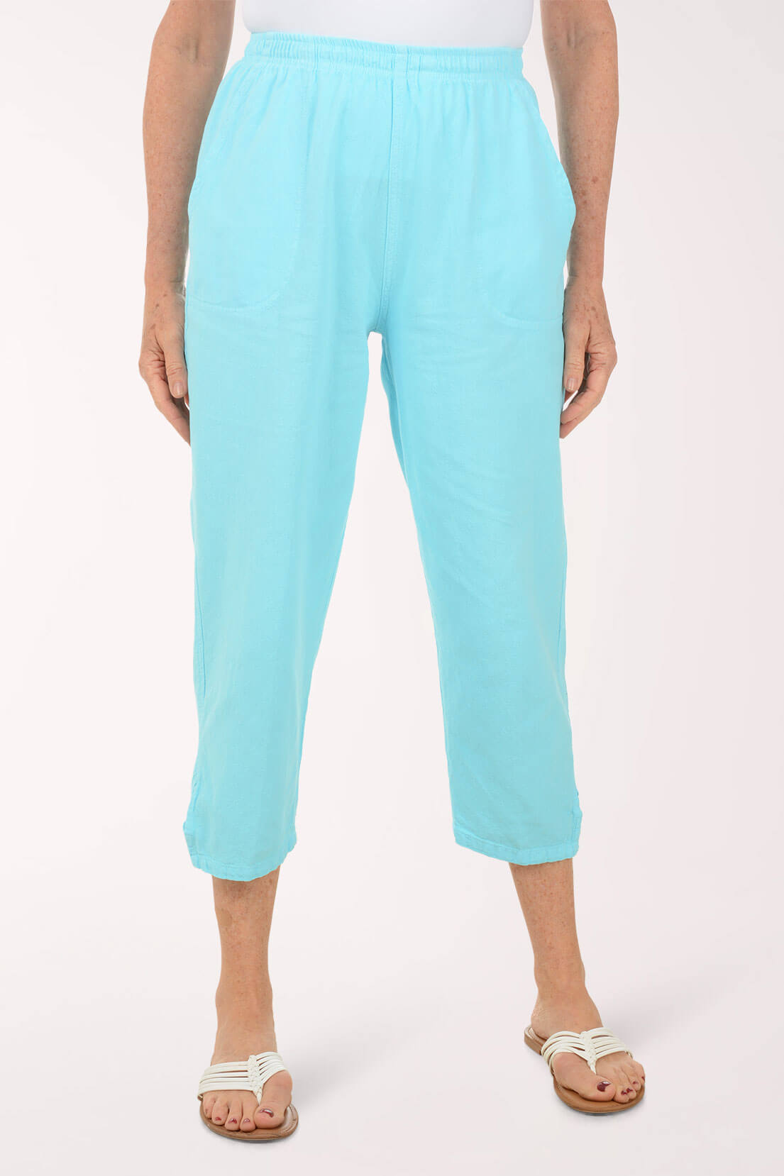 Navy Blue Bengaline Cropped Pull On Trousers, plus size 16 to 36 | Yours Clothing Navy Blue Bengaline Cropped Pull On Trousers, plus size 16 to 36 | Yours Clothing
