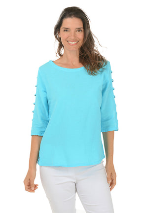 Lattice Sleeve Crinkle Top