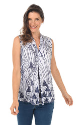 Elevation Sleeveless Pleated Front Crinkle Top