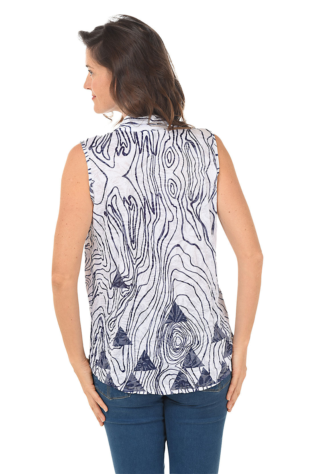 Elevation Sleeveless Pleated Front Crinkle Top