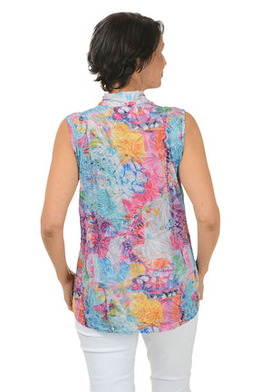 Daydream Crinkle Pleated Front Sleeveless Top