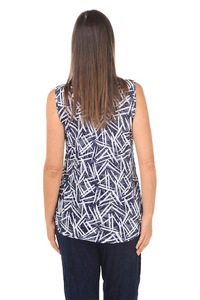 Cross Hatch Sleeveless Button-Front Crinkle Top
