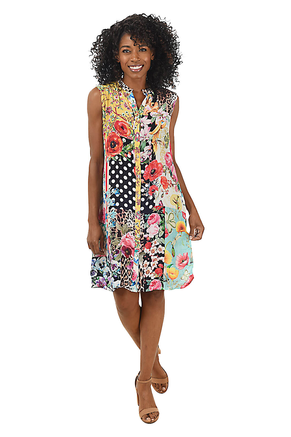 Eclectic Animal Silky Button-Front Dress