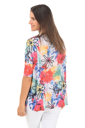 Flower Impressions High-Low Crinkle Top