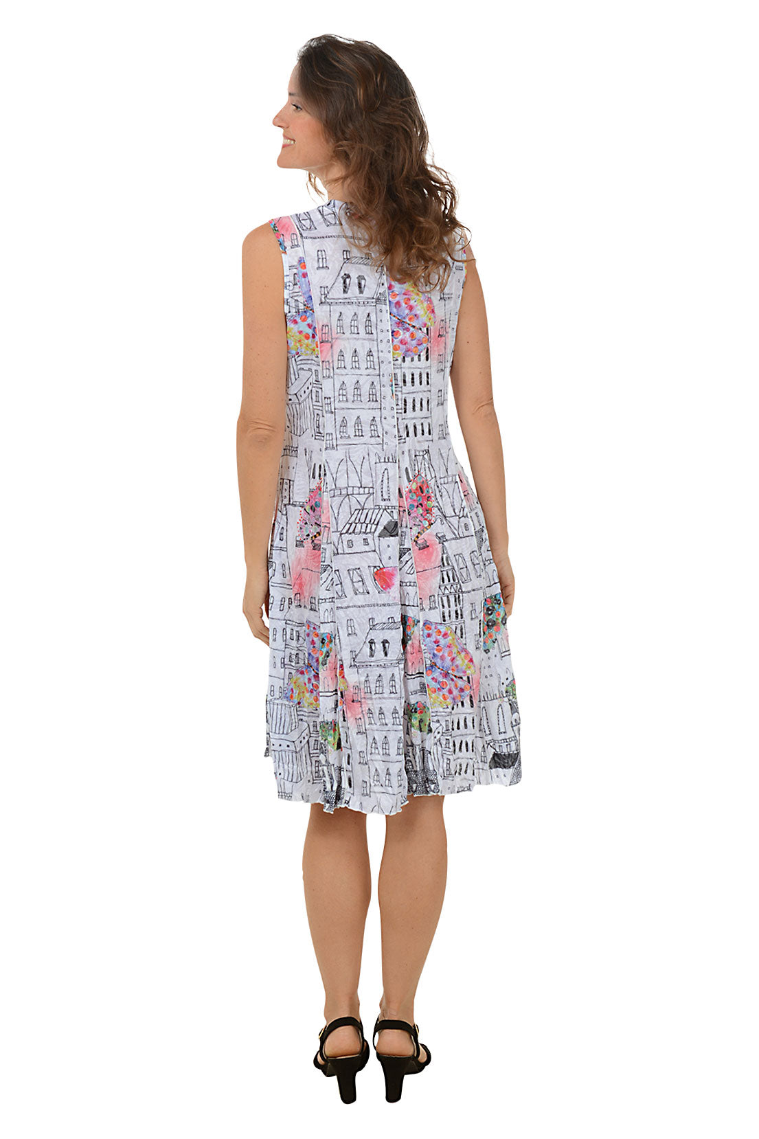 Butterfly Village Paneled Sleeveless Crinkle Dress