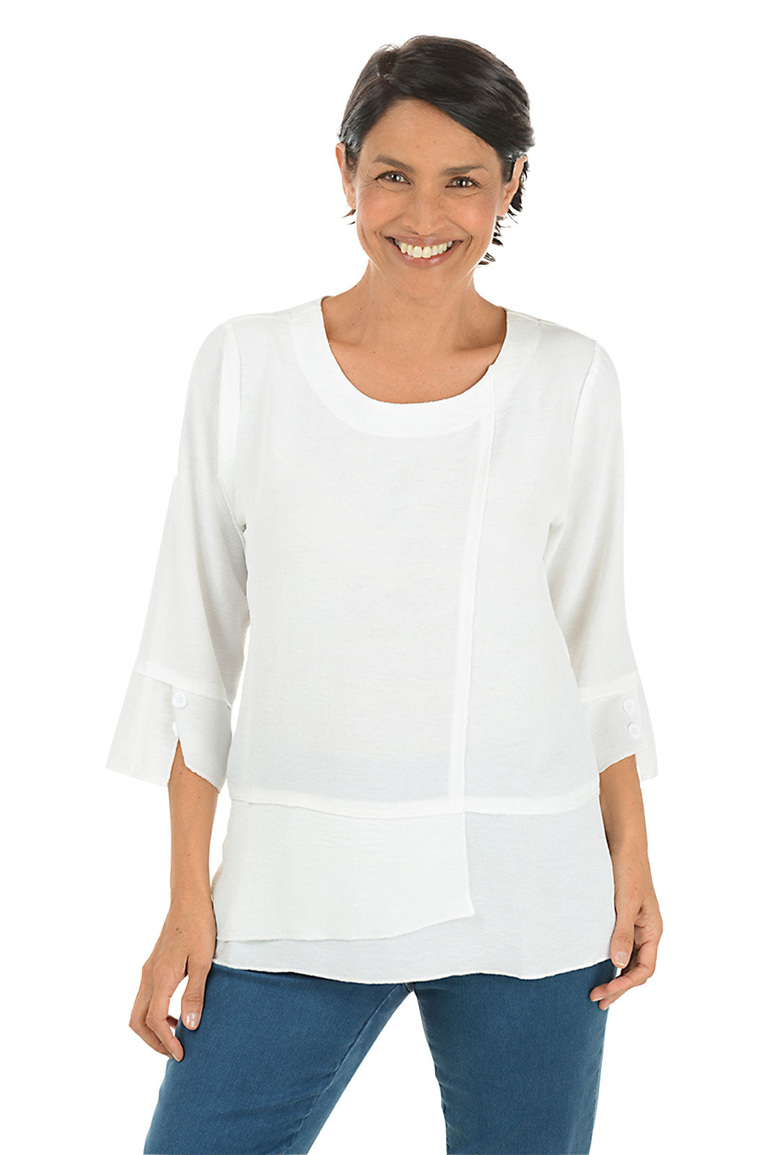 Airflow Layered Button Sleeve Blouse