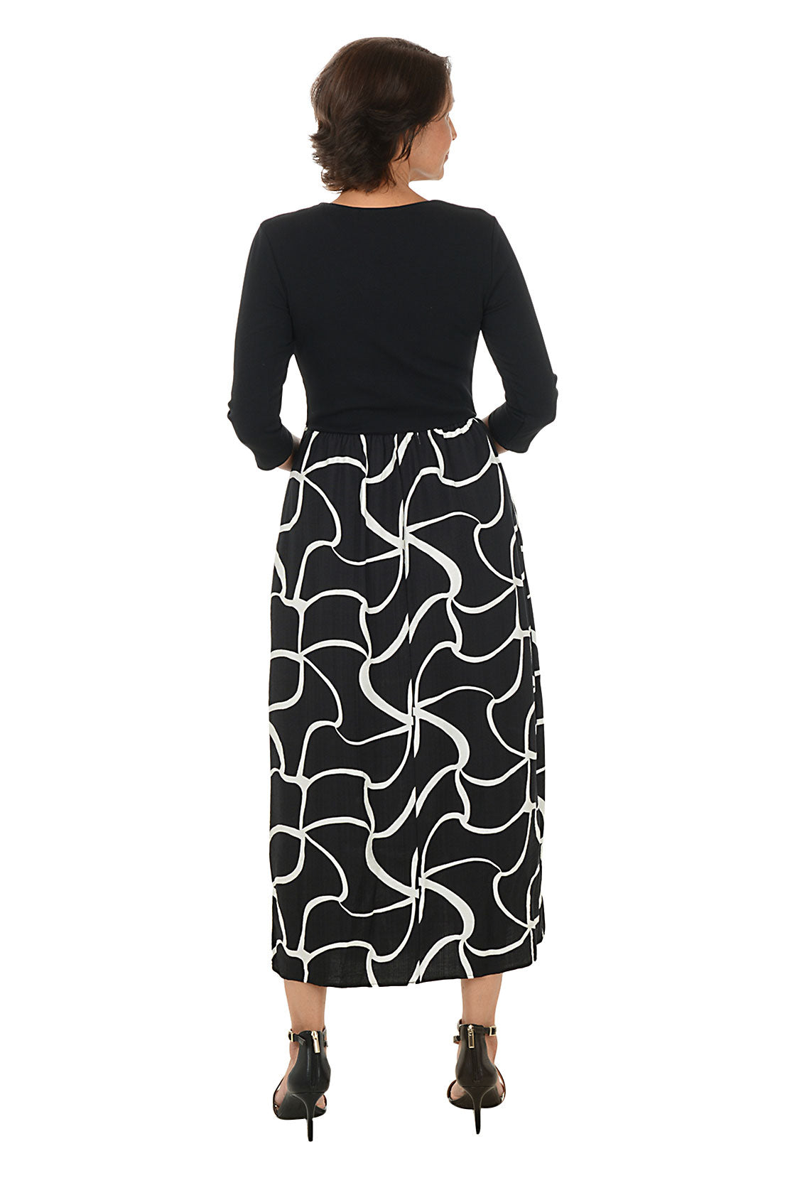 Dark Petals 3/4 Sleeve Maxi Dress