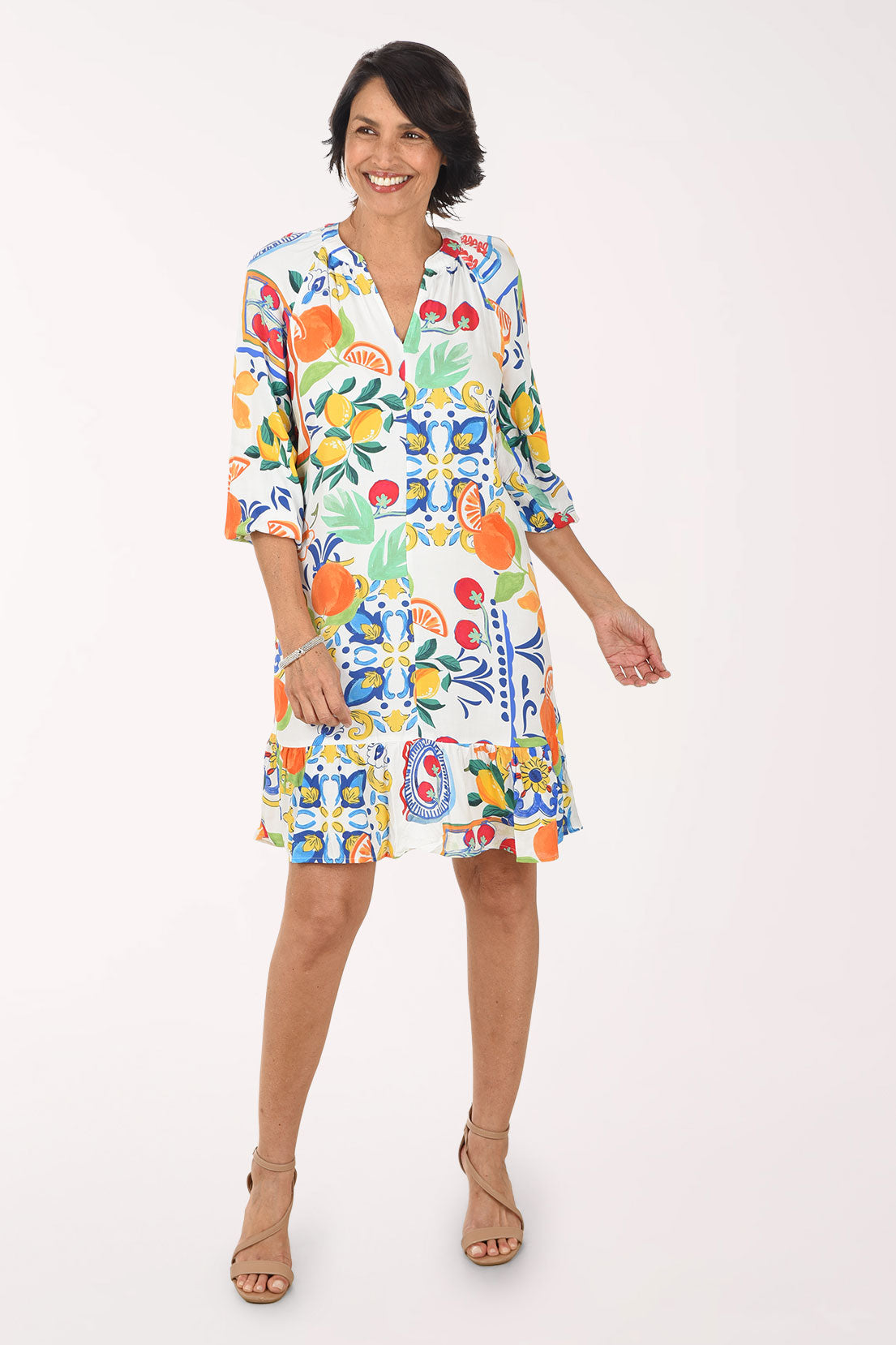 slim fit dress slacks Pomodoro Ruffled Hem Dress
