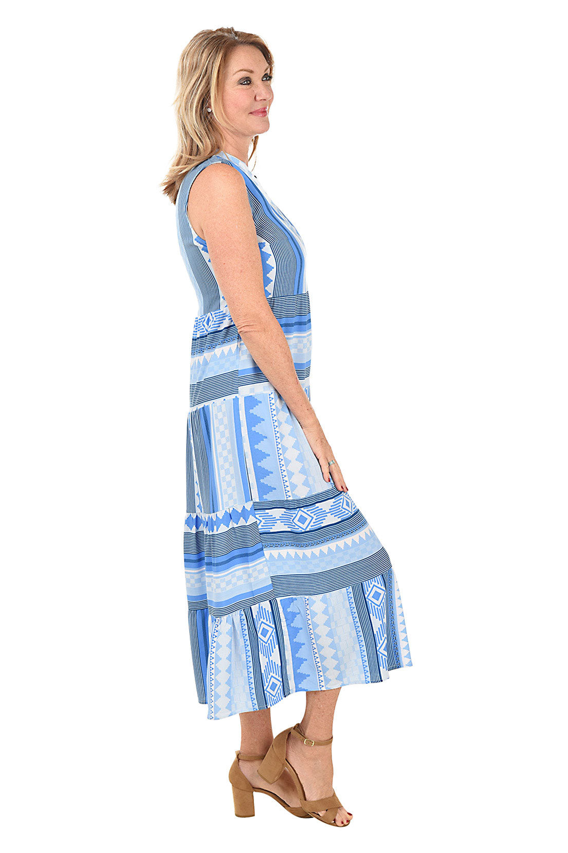 Southwest Patterned Tiered Maxi Dress
