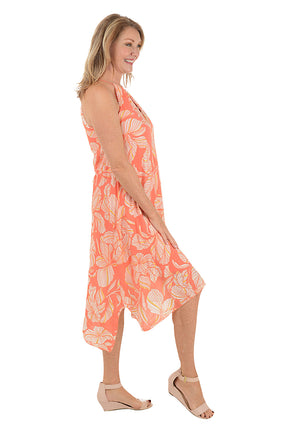 Golden Hibiscus Necklace Sleeveless Dress
