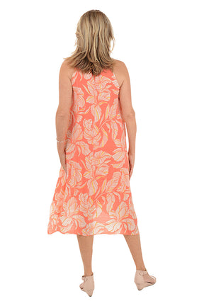 Golden Hibiscus Necklace Sleeveless Dress