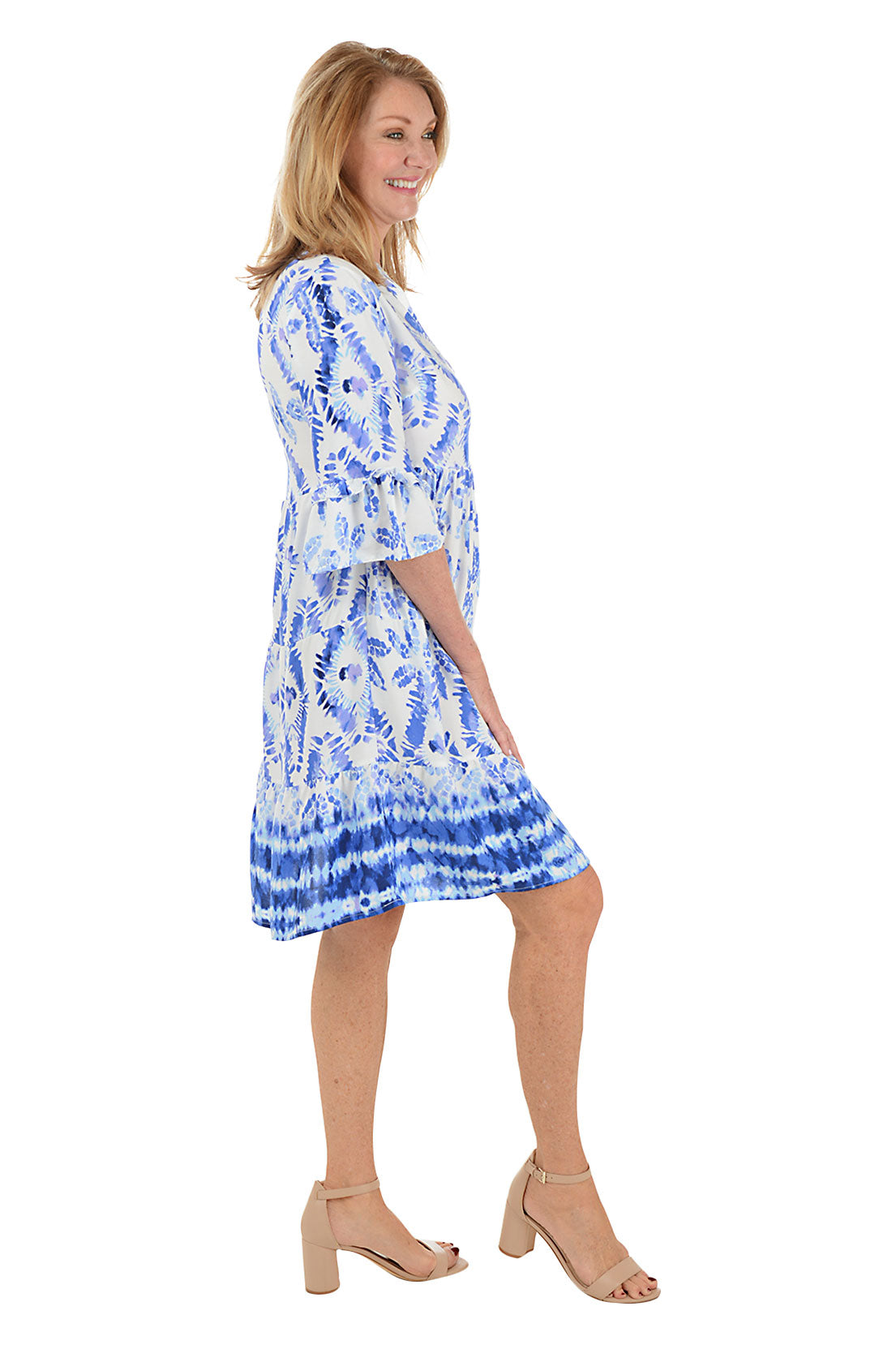 Starry Batik Tiered Bell Sleeve Dress