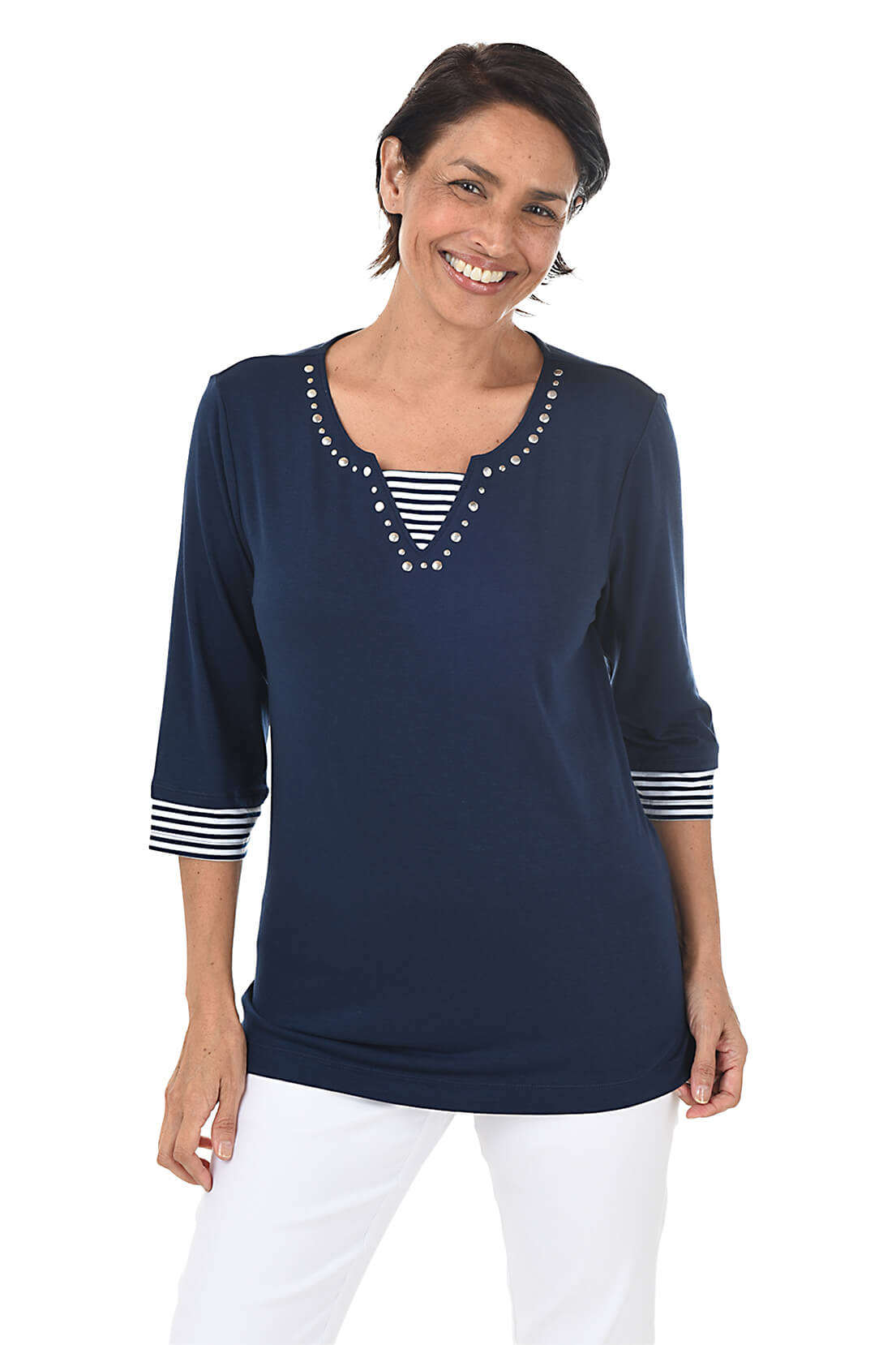 Studded Striped Sailor Top