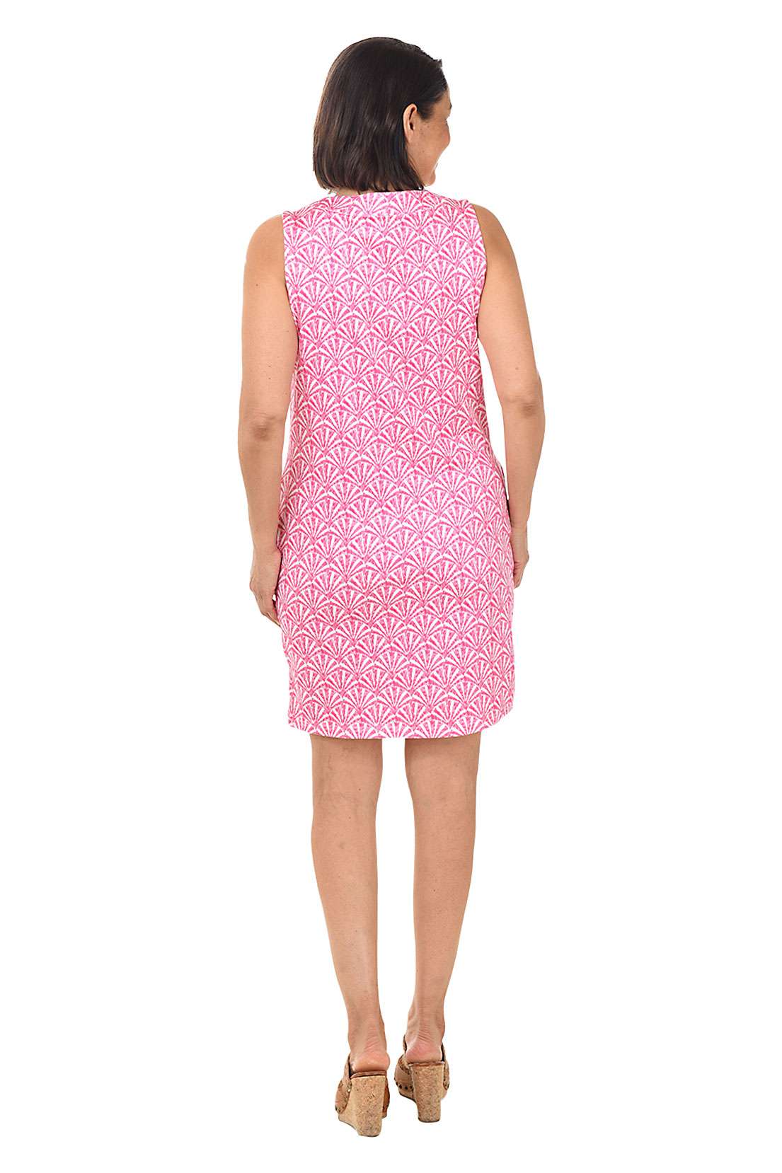 Scallop Shells UPF30+ Notch Neck Sleeveless Dress by Stella Parker | Anthony's