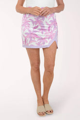 Pink Palm Tree Contast UPF50 Side Slit Skort