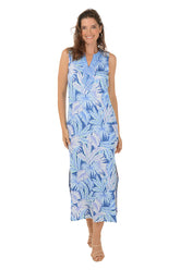 Fan Palm Blues UPF50 Sleeveless Maxi Dress