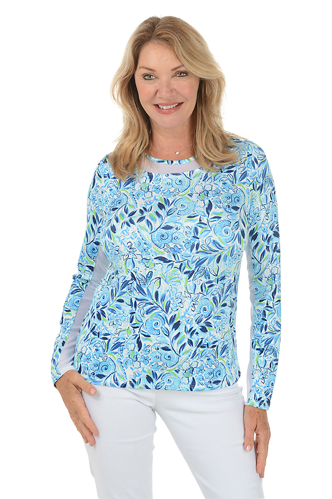 By The Beach Mesh Scoop Neck Sun Shirt