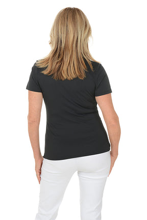 Ruched UPF50+ Short Sleeve Polo Top