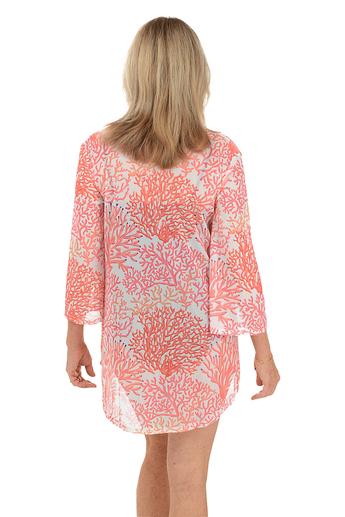 Branch Coral Mesh Tunic Cover-Up