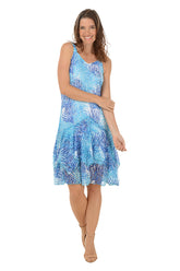 Palm Lace Overlay Layered Sleeveless Dress