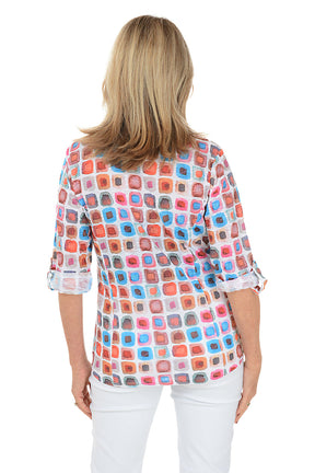 Mod Cubes Roll-Tab Knit Shirt