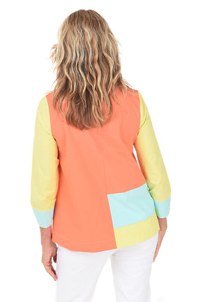 Summer Colorblock Button-Front Shirt