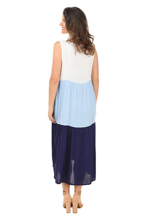 Tiered Colorblock Sleeveless Maxi Dress