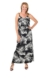 Palm Leaf Sleeveless Maxi Dress