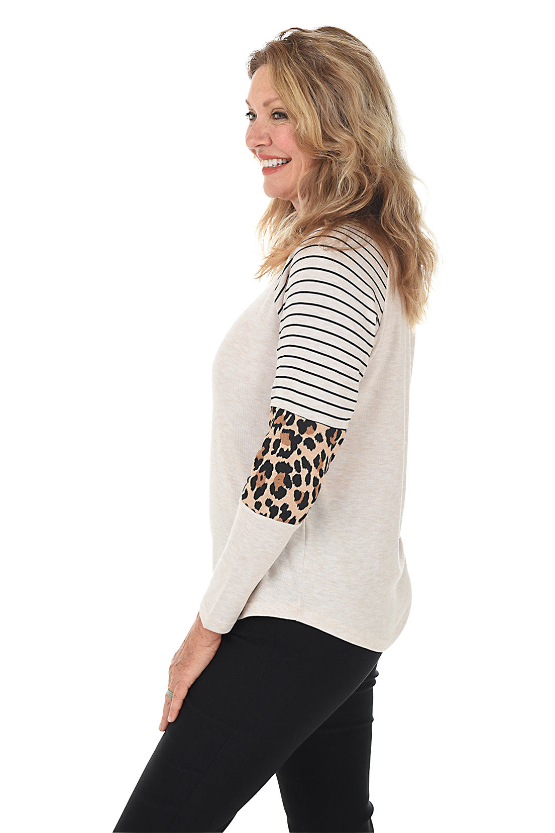 Leopard Raglan Sleeve Knit Top
