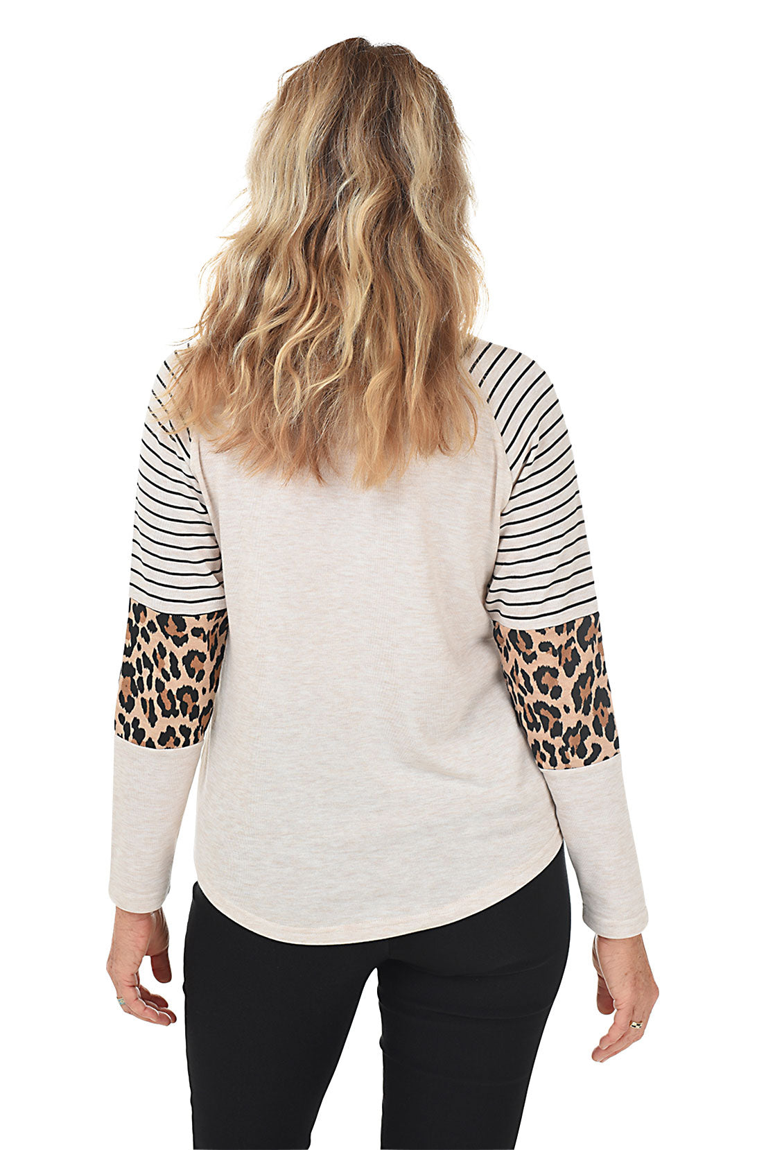 Leopard Raglan Sleeve Knit Top