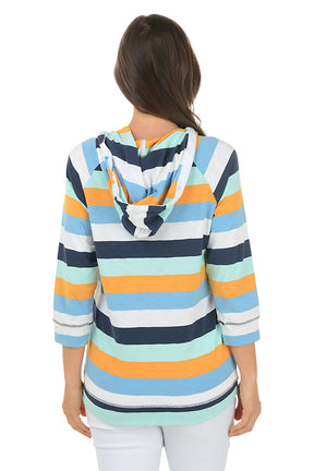 Sunlight Striped 3/4 Sleeve Hoodie