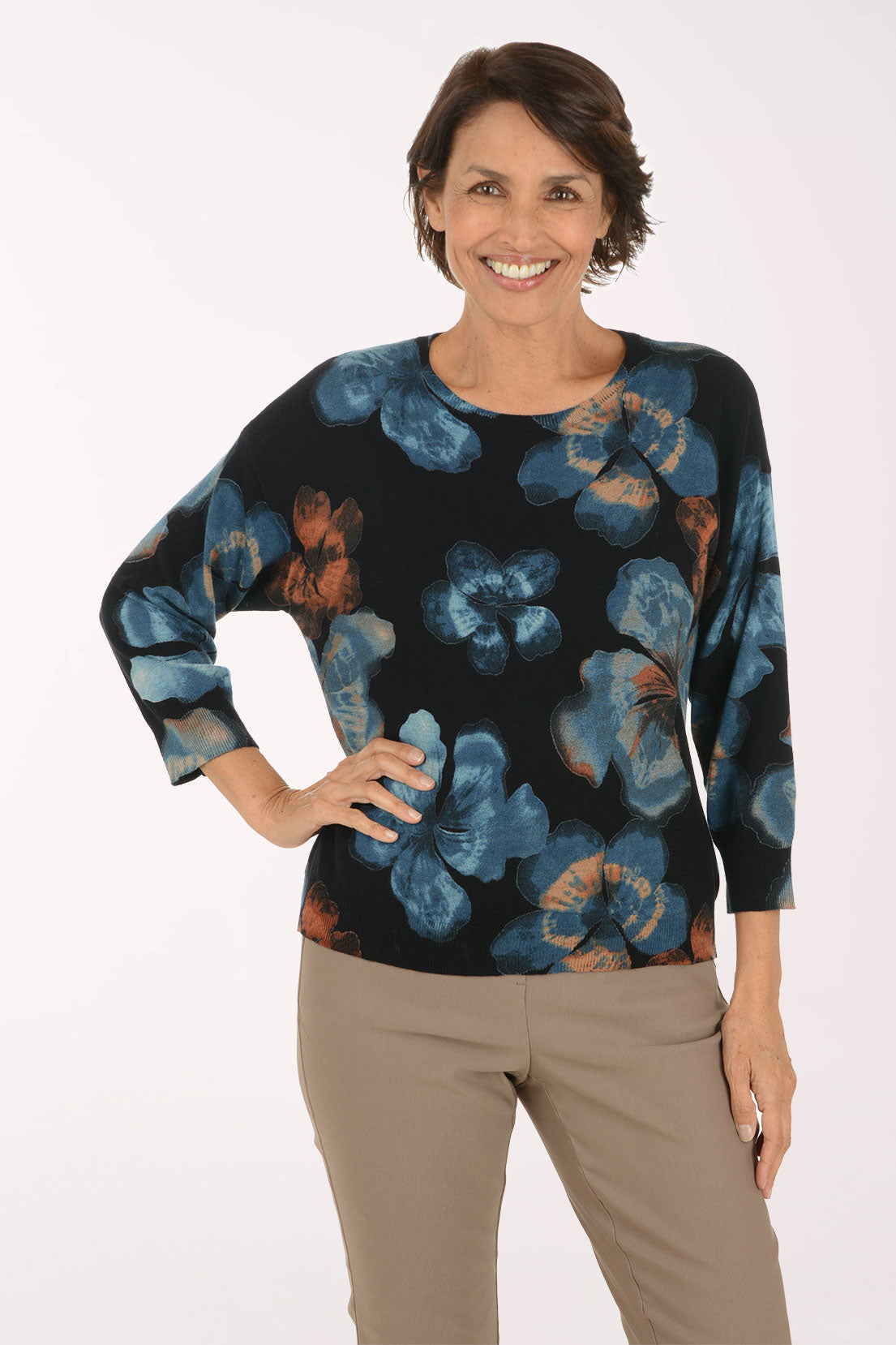 Maple Floral 3/4 Sleeve Sweater
