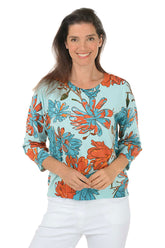 Oasis Flowers 3/4 Sleeve Sweater