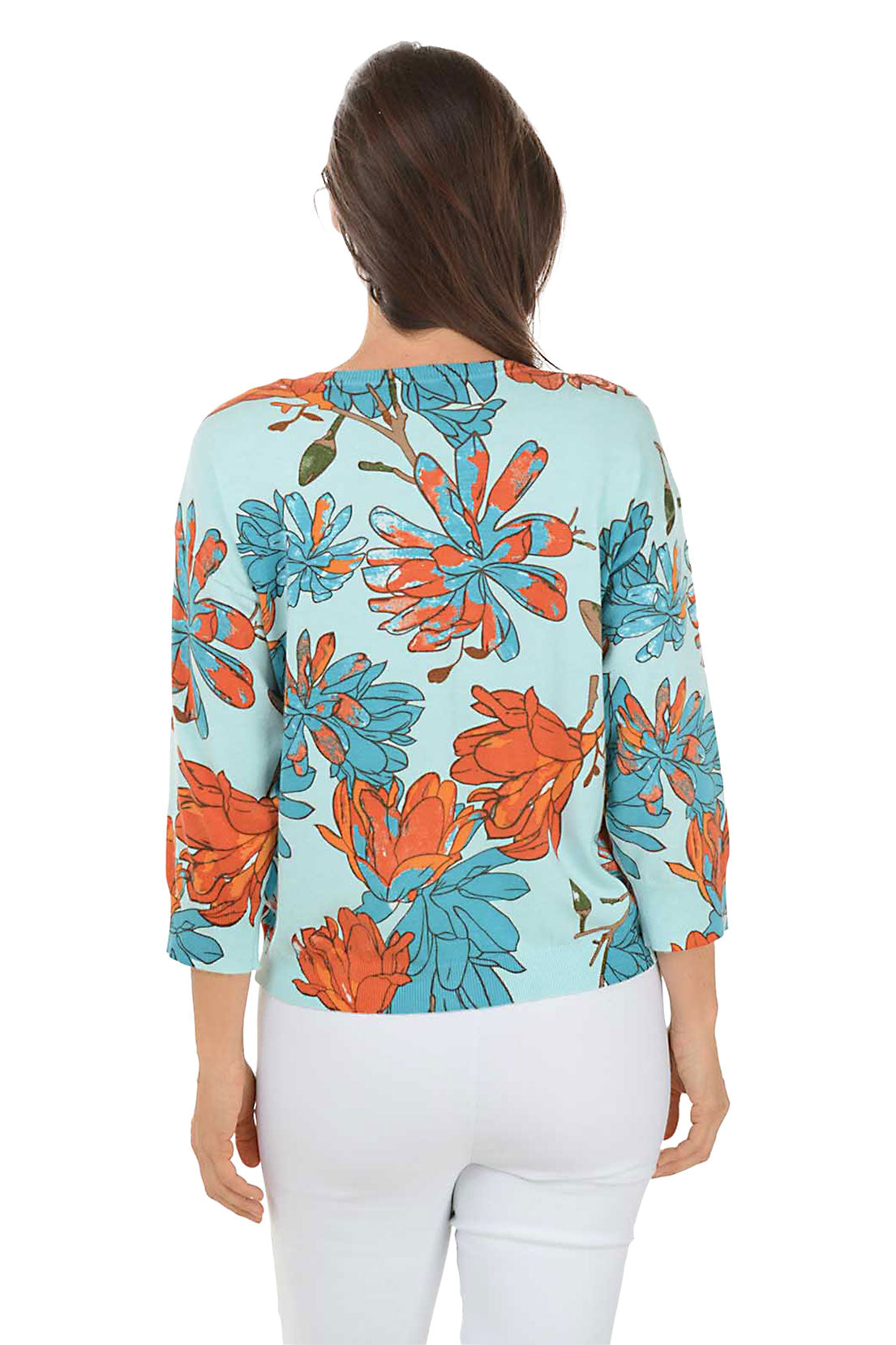 Oasis Flowers 3/4 Sleeve Sweater