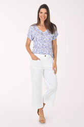 Patch Pockets Wide Leg Crop Pant