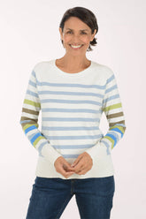 Moonstone Multicolor Striped Crewneck Sweater