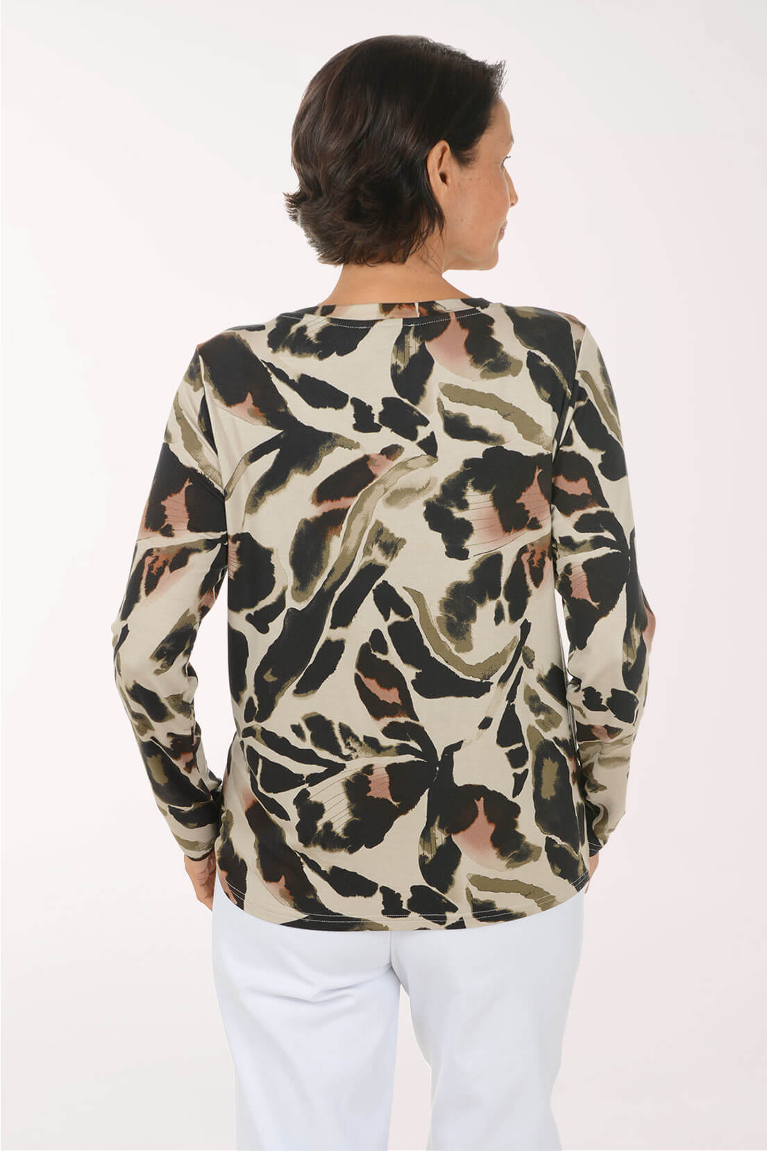 Dry Sand Floral Side Ruched Top